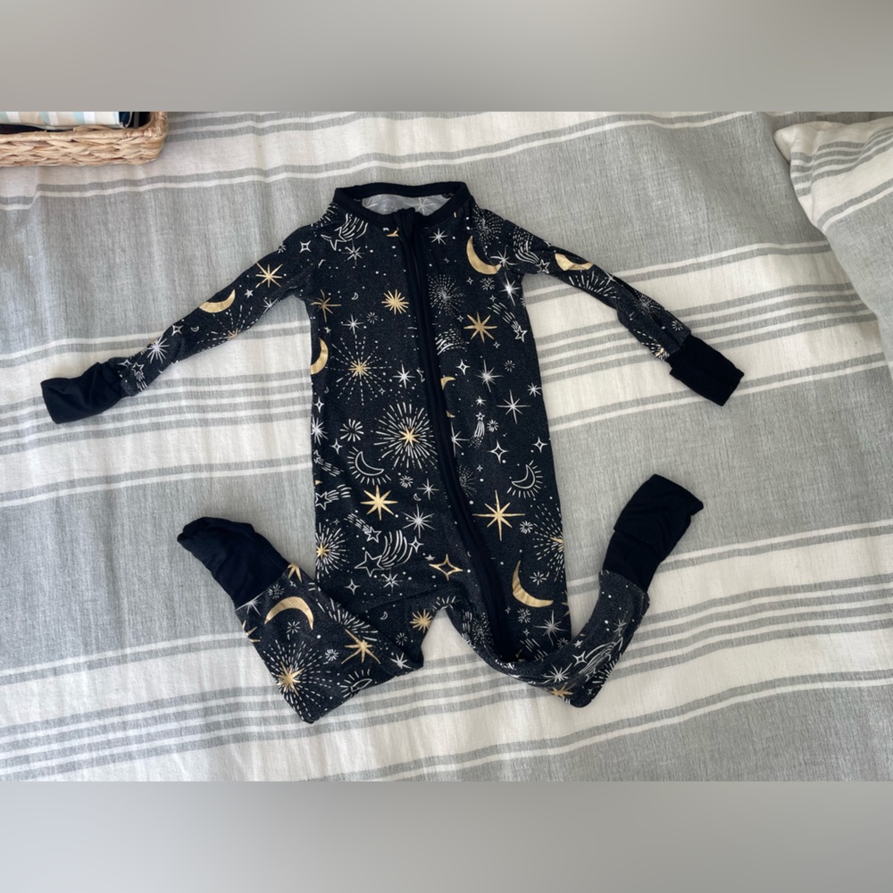 Little Sleepies Celestial Black and Gold Kids Footie